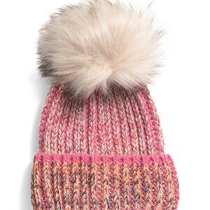 NEW STILESTRO Made In Italy Vertical Striped Beanie fuchsia  for women 163tn